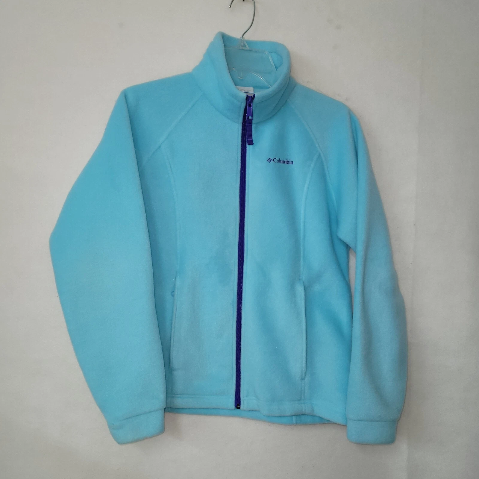 Columbia Benton Springs Fleece Jacket Girls 14/16 Blue Full Zip Hiking WG6376