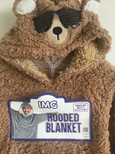 IMG SHERPA OVERSIZED HOODED COOL BEAR BLANKET FRONT POCKETS TODDLER SIZE 3-5 NWT - Picture 4 of 15