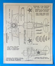 Bombardero de buceo ruso I-15b de la Segunda Guerra Mundial dibujo a escala por Aircraft Plan Co. 1942
