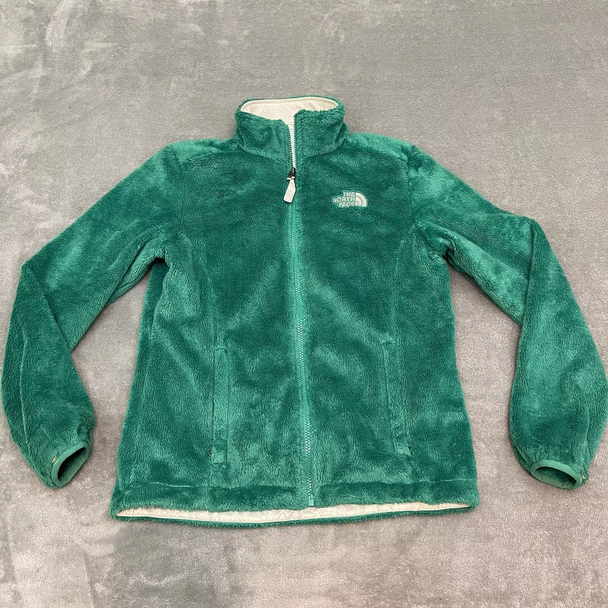 Green fuzzy north face jacket clearance