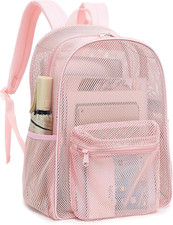 Heavy Duty Mesh Backpack, See through Backpack for School Working Travel Beach