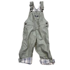 OshKosh B'gosh Pants Boys 3T Green Khakis Overalls Buckle Pockets Adjustable