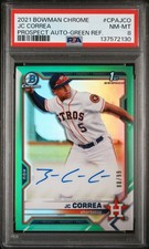 2021 BOWMAN CHROME PROSPECT AUTO GREEN REFRACTOR JC CORREA 88/99 PSA 8 AUTO