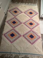 Anthropologie Beautiful  Kilim Style Rug- Sorbet Colours On Warm Neutral Base
