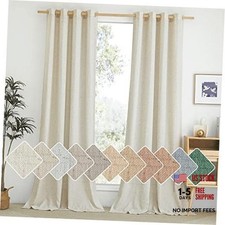 Linen Curtains 84 inch Long 2 Panels Set, 55"W x 84"L Pack of 2 Natural