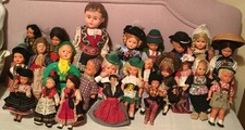 Vintage 24 Creepy Celluloid Bisque Composition Costume Doll Bundle Lot Clown