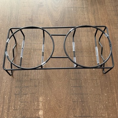 Double Metal Black Cat Dog Food Bowl Holder Raised Stand 12x5x3 Protective Pcs