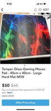 Tempered Glass Gaming Mousepad - 45cm x 40cm - Large Hard Mat NEW 