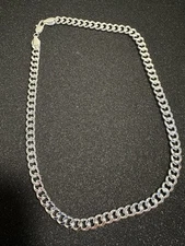 Silver Cuban Curb Chain 24 Inch Long 82 Grams