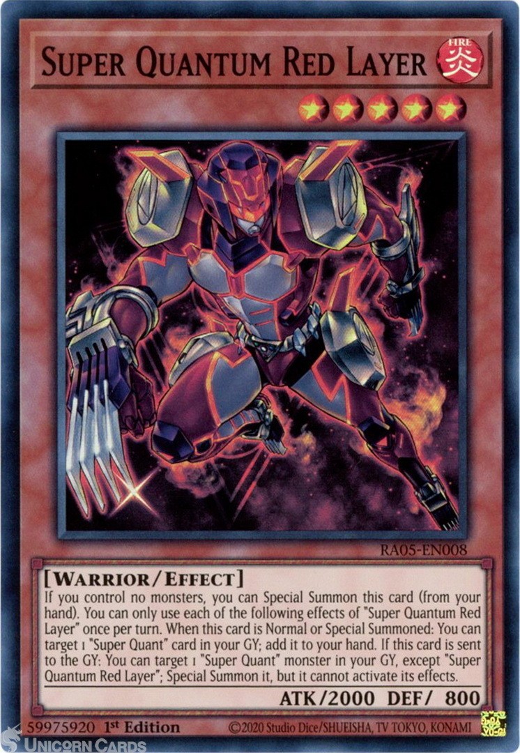 RA05-EN008 Super Quantum Red Layer : Super Rare 1st Edition Mint YuGiOh Card