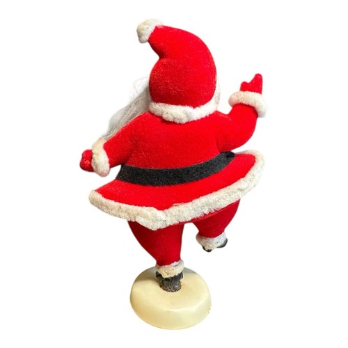 Vtg MCM Christmas Waving Dancing Flocked Felt Santa Claus Figure~7.5” T~Japan~#2 - Picture 6 of 9