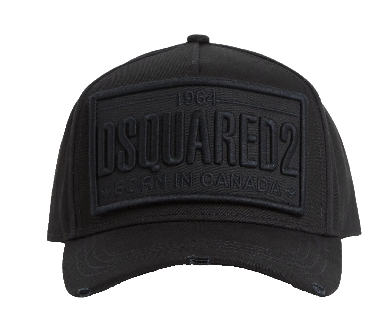 Dsquared2 Black Canvas Baseball Cap Icon Born Fighter Retro Logo Hat, Adjustable