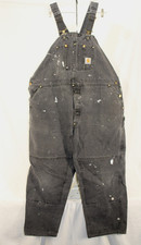 Carhartt R01 Carpenter Bib Overalls, Mens 50 X 30, Black ,Distressed USA