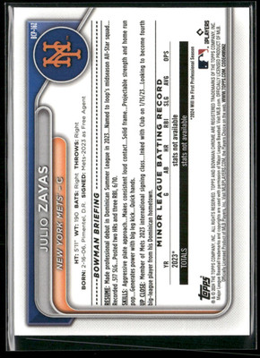 2024 Bowman Chrome Julio Zayas #BCP-162 1st New York Mets | eBay