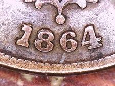 1864 Two Cent - Doubled Date Variety / Error - Fine Condition
