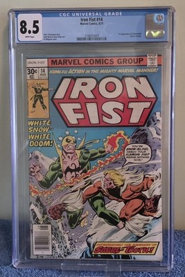 Iron Fist #14 CGC 8.5 WHITE pages. First Appearance of Sabretooth. Wolverine Key