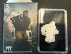 Popeye Brutus 5g .999 Silver Bar Pan Silver Sealed Art Round Low Mintage