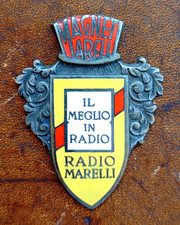 SCUDETTO PLACCA RADIO MARELLI MAGNETI MARELLI SMALTATO RADIO D'EPOCA RICAMBIO