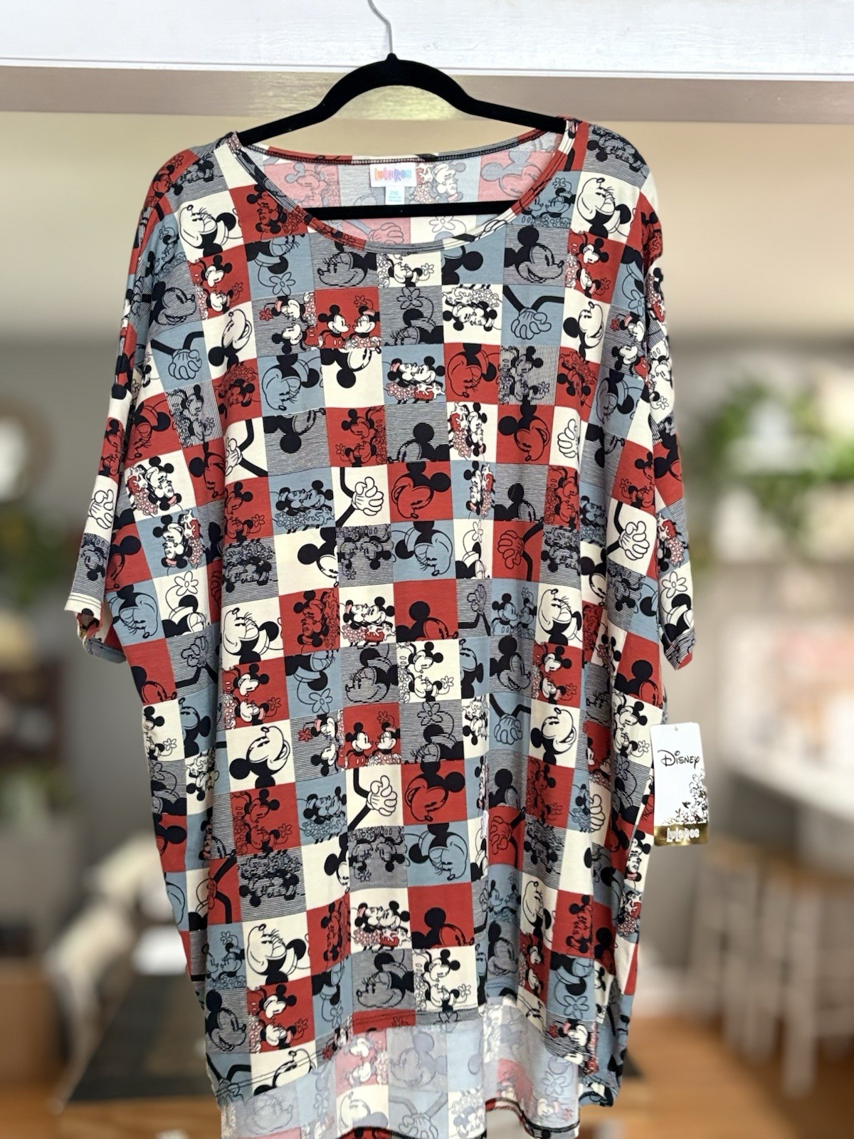 NWT LuLaRoe Disney Collection Irma Tunic Top 2XL Mickey Minnie Mouse Patchwork