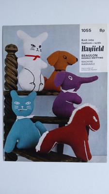 HAYFIELD 1055 STOFFTIERE - HUND..ELEFANT..PFERD..KATZE..KANINCHEN STRICKANLEITUNG  