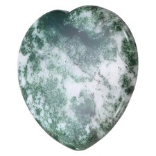 Crystals Heart Healing Stones Ocean Grass Agate Thumb Gemstone 1.6" for Anxiety