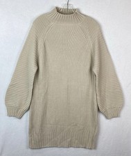 Lillusory Cable Knit Sweater Dress Women LARGE Light Tan/Beige Excellent