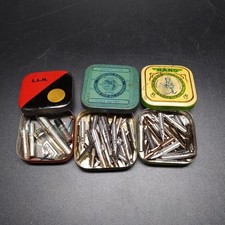 Lotto 100 pennini vintage con 3 scatole latta pubblicitarie d’epoca anni 30/40