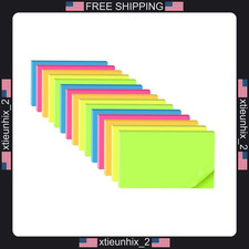 Sticky Notes 3x5 in Bright 15 Pads Assorted Colors Recyclable Self-Stick Memo