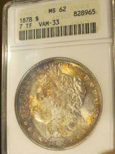 1878 Morgan Silver Dollar - 7/8 TF, old gen ANACS, MS 62, VAM 33, 5263