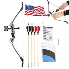 19'' Mini Recurve Bow 16lbs Bow Kid Archery Target Shooting Bow Arrow Set Gift