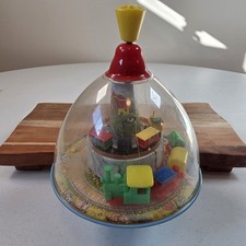 Vintage Lillian Vernon Train Pump Spinning Top Toy Germany Metal Plastic