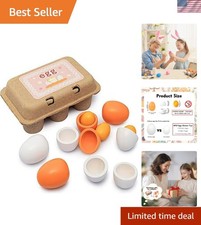 6PCS Egg Kitchen Toys, Wooden Toy Food, Kids Play Food Cooking DIY Kitchen Pr...