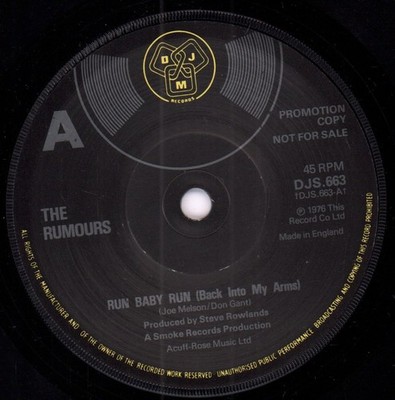 Gerüchte Lauf Baby Lauf 7'' Vinyl UK DJM 1976 Promo DJS663
