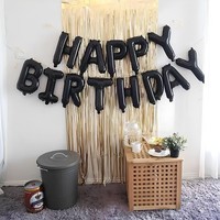 Folie Luftballons Happy Birthday Banner Kit - Schwarz, Party Dekorationen