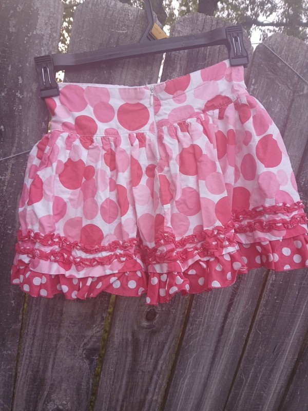 Kids Size 6 Pink Dots And Ruffles Skirt
