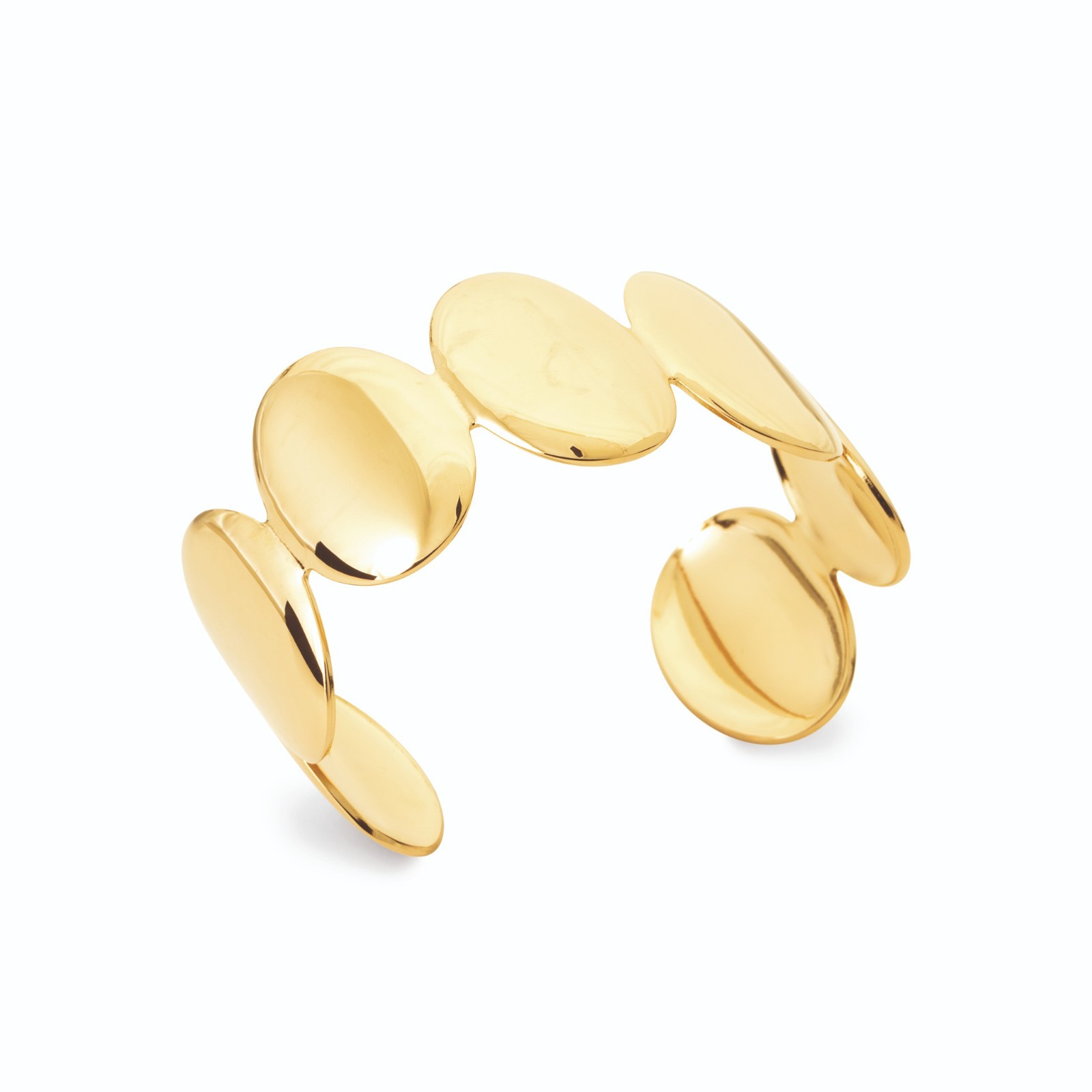 Bracelet jonc doré en acier inoxydable haut de gamme à motif ovales larges