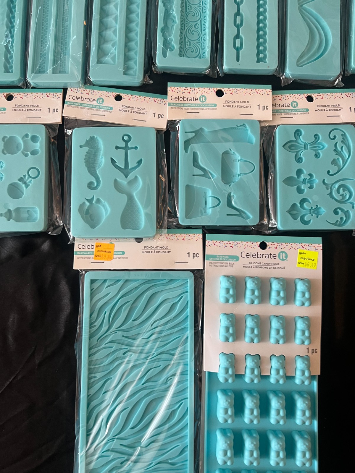 15 LOT CELEBRATE IT FONDANT MOLD BLUE SILICONE BAKEWARE NEW