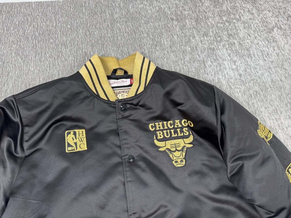 Chicago Bulls Jacket Mens Medium Black Gold NBA Basketball Finals
