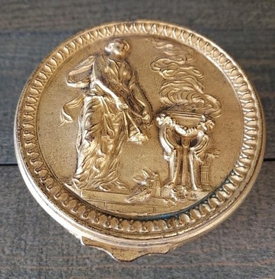 French Gilt Bronze Casket Box Ovington Bros New York Hestia Greek Goddess Fire