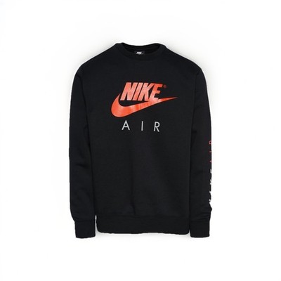 Nike Air Sportswear Sweatshirt Mens Small Black Swoosh Fleece Pullover Crewneck