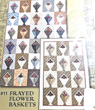 FRAYED FLOWER BASKET 48x69 1/2 CHECKBOARD BASKET 34 3/4 x 52 1/4 Quilt Pattern