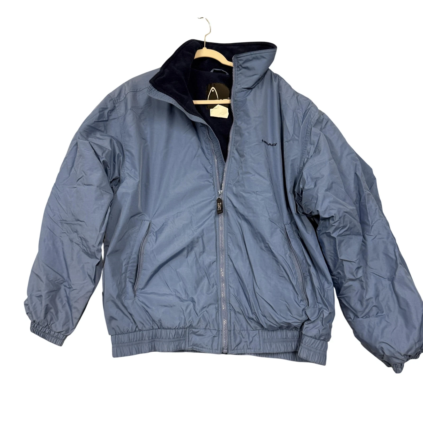HEAD Jacket Mens XL Blue Nylon Fleece Lined Insulated Windbreaker 22171