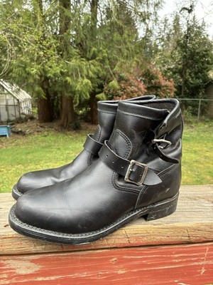 Vintage Chippewa 7” Black Leather Engineer Motorcycle Boots US