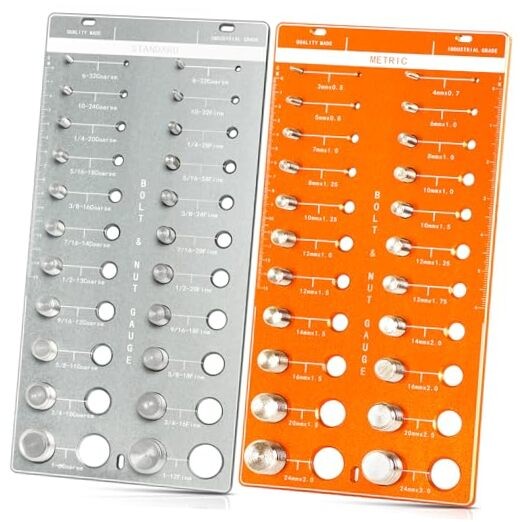 44 Nut and Bolt Thread Checker Standard and Metric, Bolt Sizer and Thread 