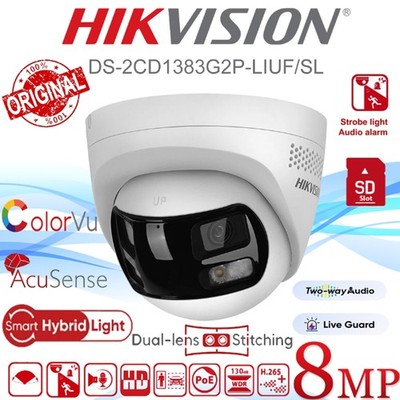 Hikvision 8MP 180° Panoramic Dual Lens ColorVu IP Camera DS-2CD1383G2P-LIUF/SL