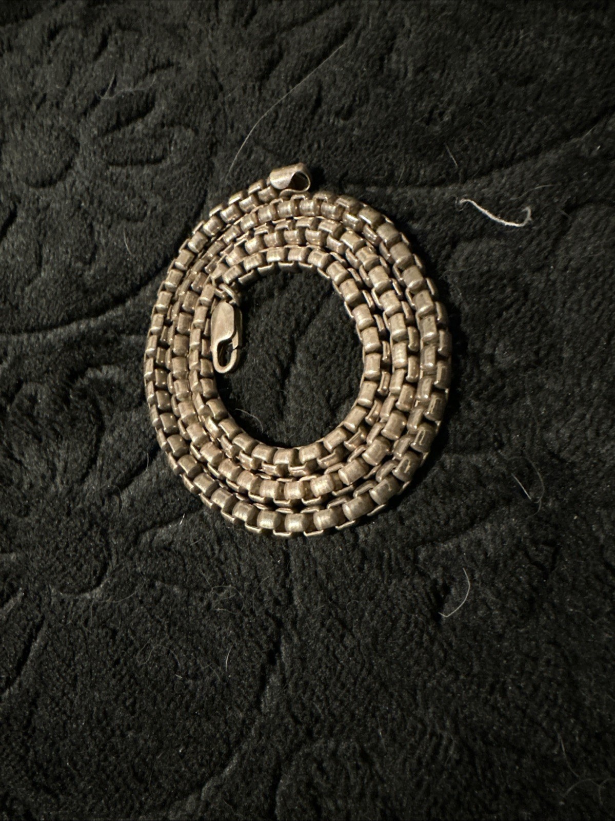 SOLID 925 STERLING SILVER Round Box Link Chain Ne… - image 1