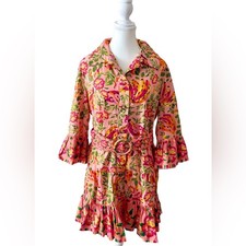FARM Rio Pink Banana Floral Belted Mini Dress Size L