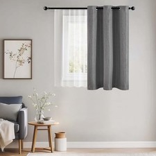 Room Darkening Linen Textured Curtain Grommet Thermal Insulated Room