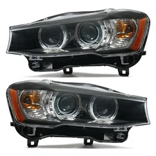Upgrade Headlights For 2015-2018 BMW X3|X4 HID Type w/ LED DRL Pair Left+Right