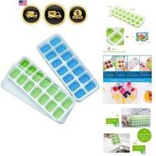 Ice Cube Trays Silicone BPA Free Durable Spill-Resistant 2 Pack